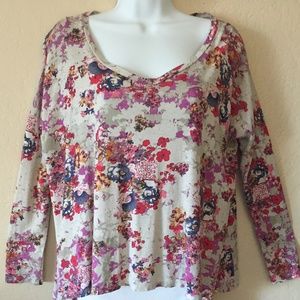 C+B Nordstrom Multicolor Floral Print Blouse Sz M